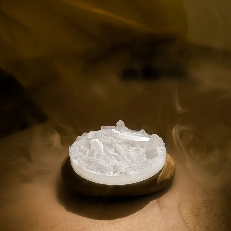 Raw Selenite Crystal Charging Plate from the Divine Hindu catalog