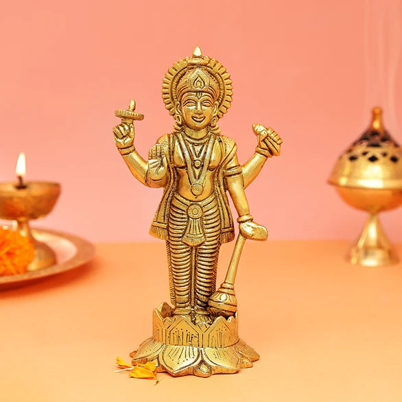 Brass Standing Vishnu Idol