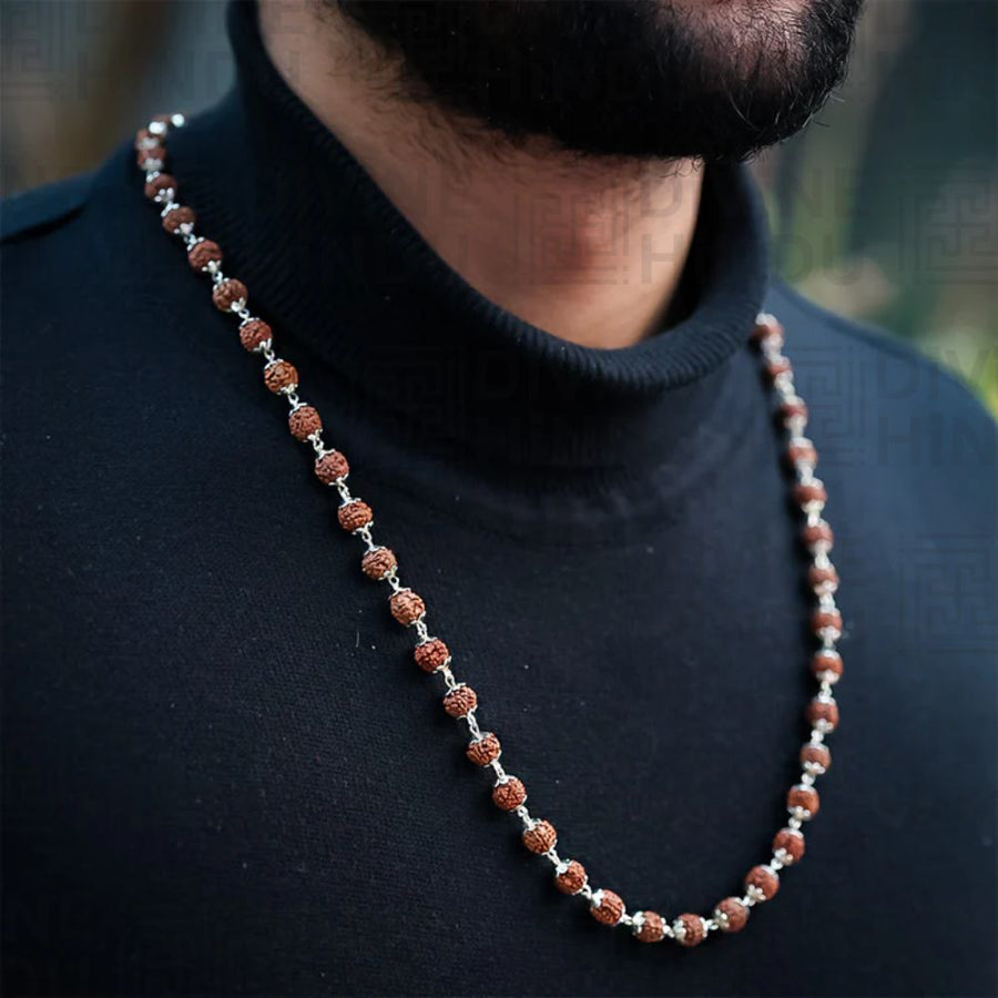 Divine Rudraksha Necklace - 54 Bead with FREE 5 Mukhi Nepali Rudraksha