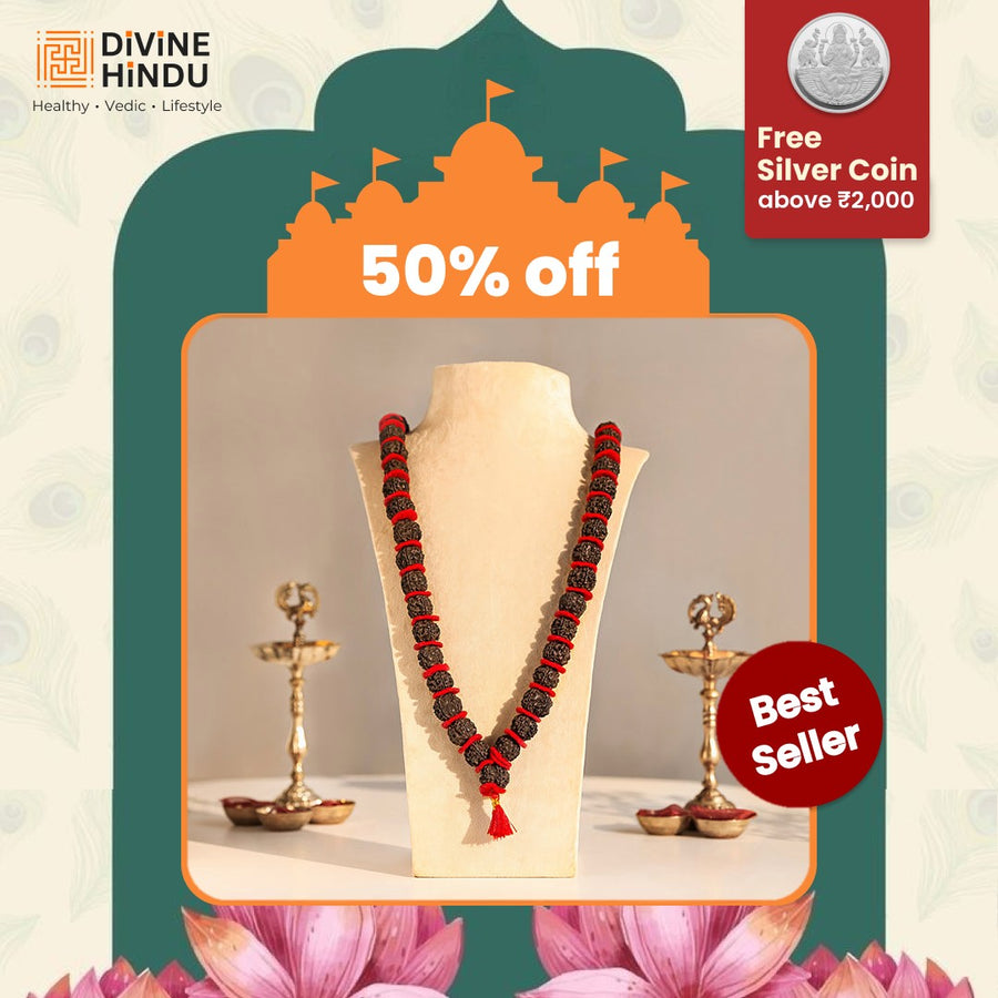5 Mukhi Rudraksha Kantha Mala - 54+1 Beads | Natural & Lab-Certified