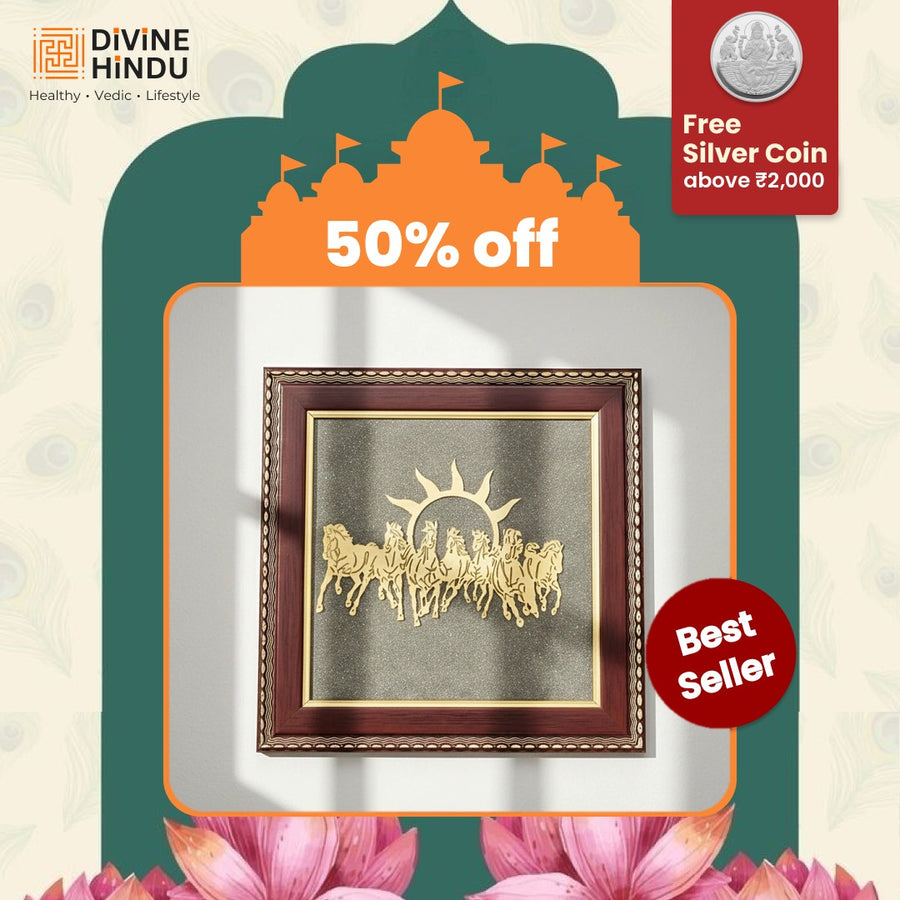 7 Horses Raw Pyrite Frame for Vastu & Prosperity