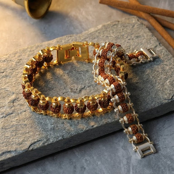 Chandra-Rudra Shanti Set: Silver-Plated Premium Rudraksha & Sacred Chain Combo
