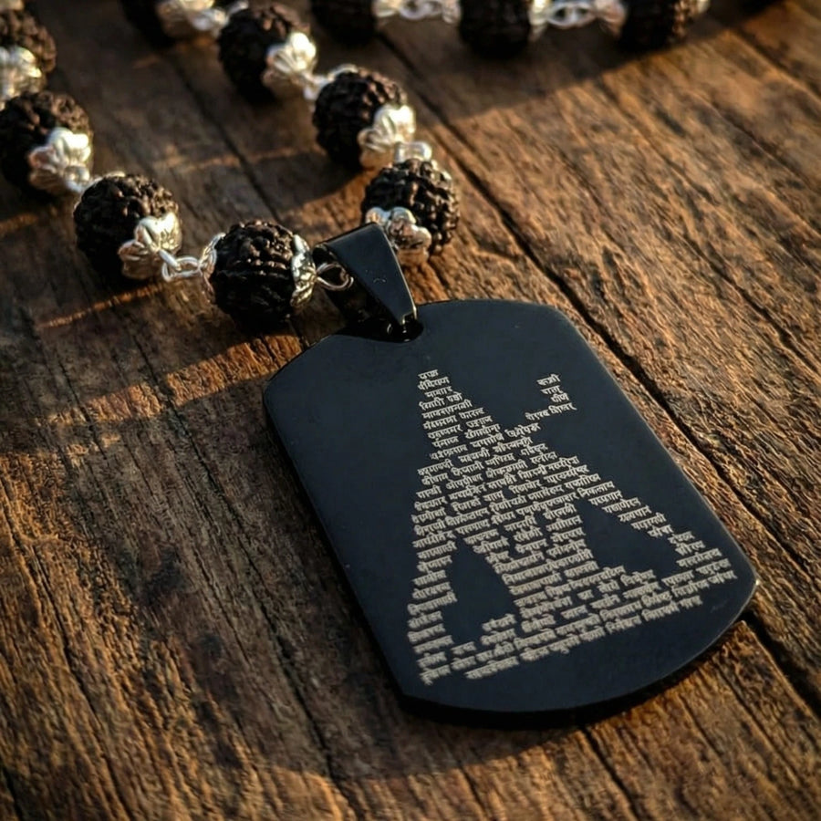 Black Rudraksha Necklace with Shivji Pendant