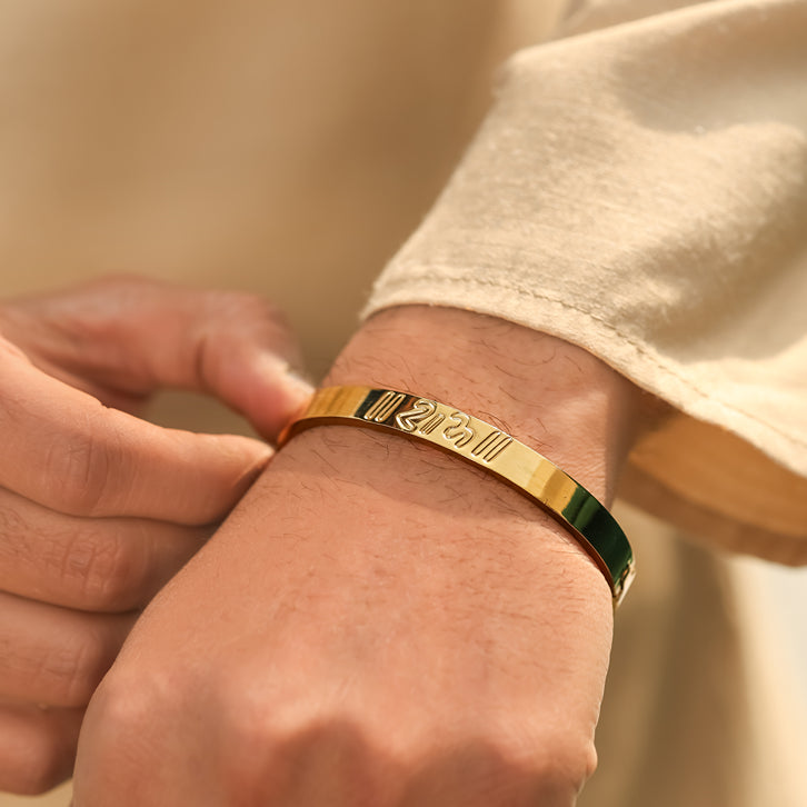 Ram Engraved Gold Plated Cuff Bracelet