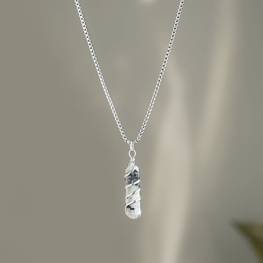 Rainbow Moonstone Stone Locket with Chain