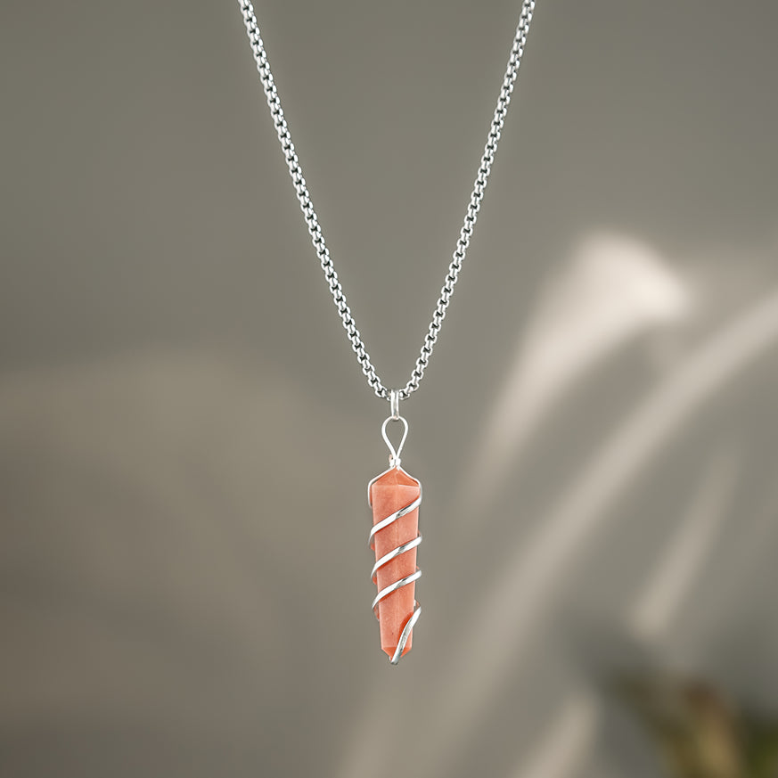 Red Jasper Stone Locket with Chain