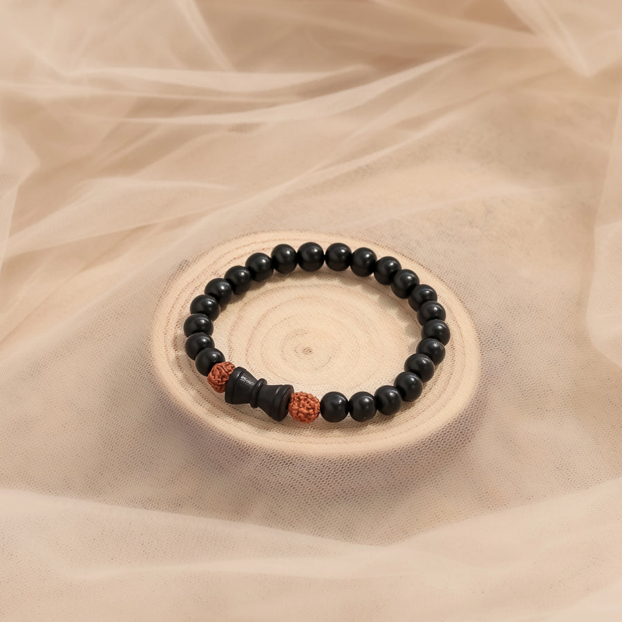 Karungali Rudraksha Damru Bracelet | Govt. Certification