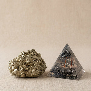 Dhan-Sampatti Booster: Sacred Pyrite Pyramid & Raw Pyrite Stone
