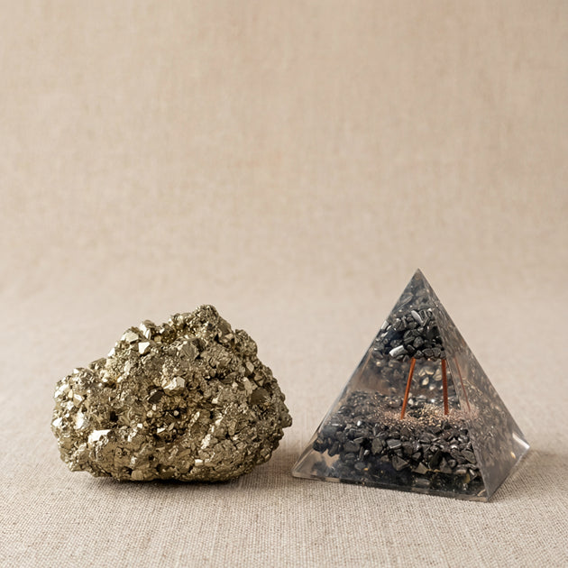 Dhan-Sampatti Booster: Sacred Pyrite Pyramid & Raw Pyrite Stone