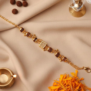 Elegant Gold-Plated Cubio Rudraksha Bracelet for Women