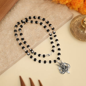 Mahadev Mukh Karungali Pendant in SIlver Finish
