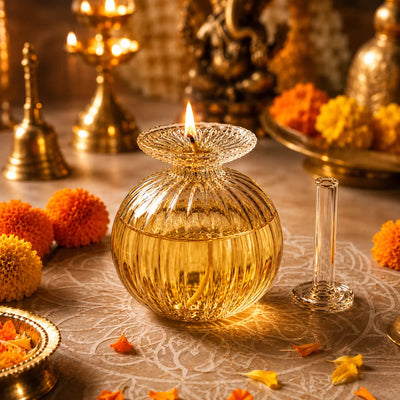 Divya Jyoti™ premium borosilicate glass diya for puja and aarti