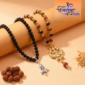 Shiv Trishul Karungali Mala Combo with Nandi Pendant for Protection