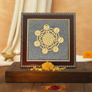 7 Chakra Raw Pyrite Frame for Energy Balance & Wealth Flow