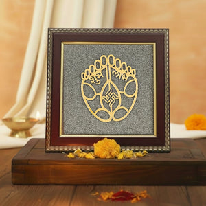 Shubh Labh Raw Pyrite Frame | Swastika Symbol for Prosperity