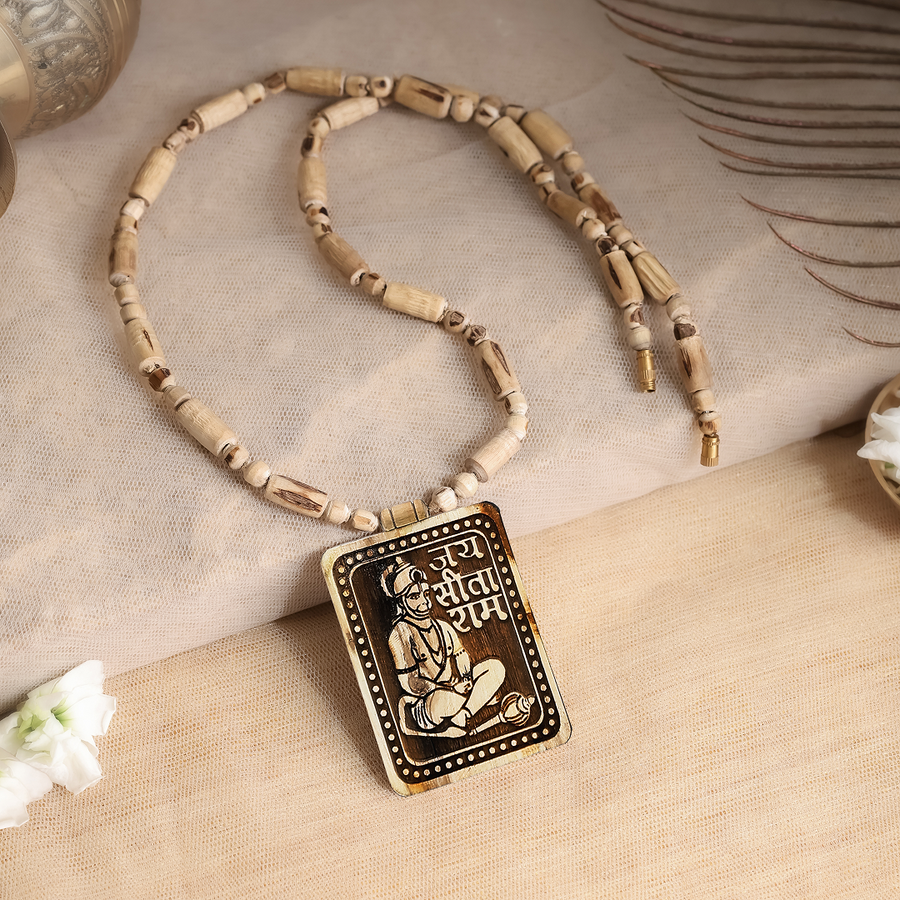 Govt Certified Bageshwar Dham Sitaram Hanumanji Tulsi Necklace