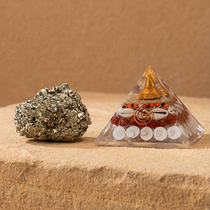 Mahalaxmi Combo - Dhan Lakshmi Pyramid with Raw Pyrite Stone