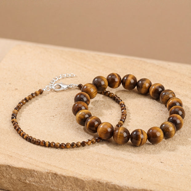 Ultimate Protection Duo: Tiger’s Eye Grounding Anklet & Shielding Bracelet
