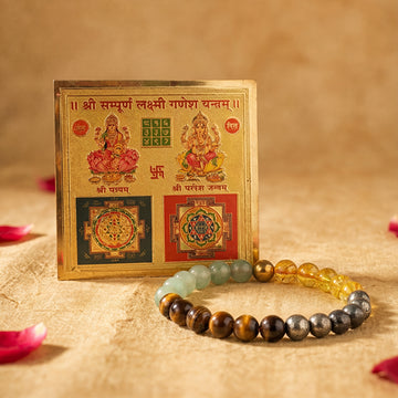 Ultimate Vyapar Vridhi Combo: Laxmi Ganesha Yantra & Money Magnet Bracelet