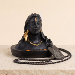 Mahakal Protection Set: Adiyogi Peace Statue & Oxidized Shiva Rudra Locket