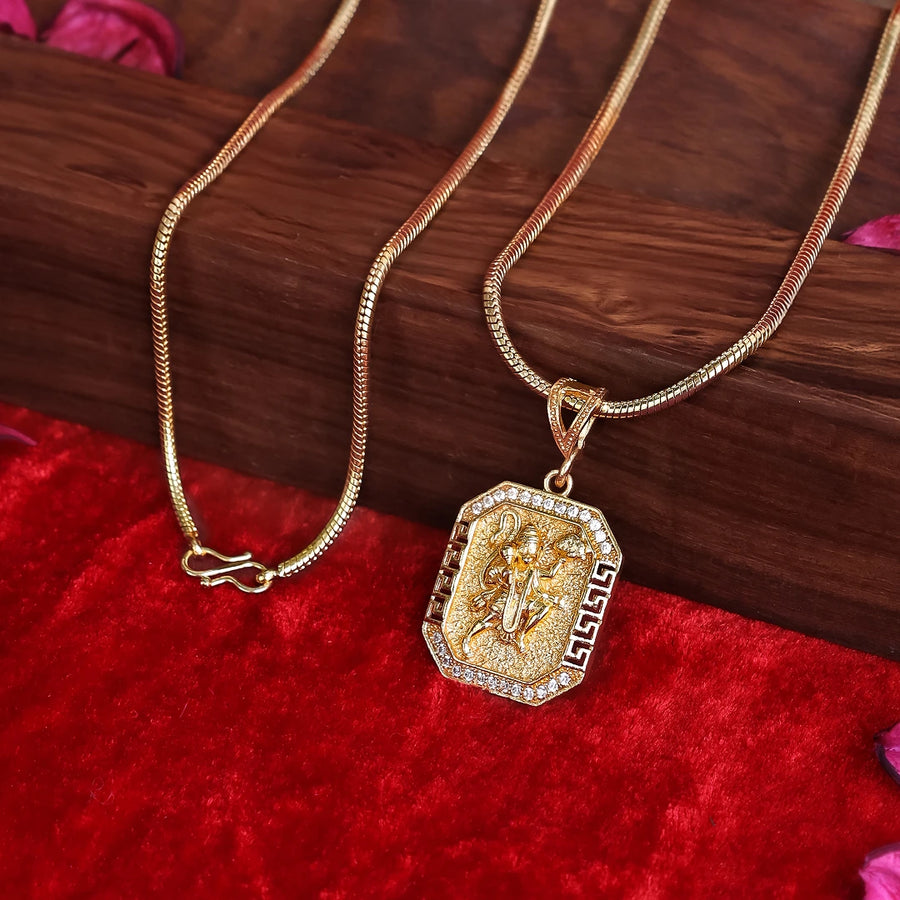 Gold Plated Hanuman Pendant with Chain