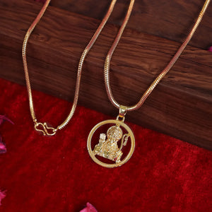 Gold Plated Shree Ram Pendant Chain Necklace
