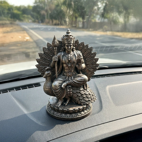 Murugan on Peacock Throne for Office, Car & Home
