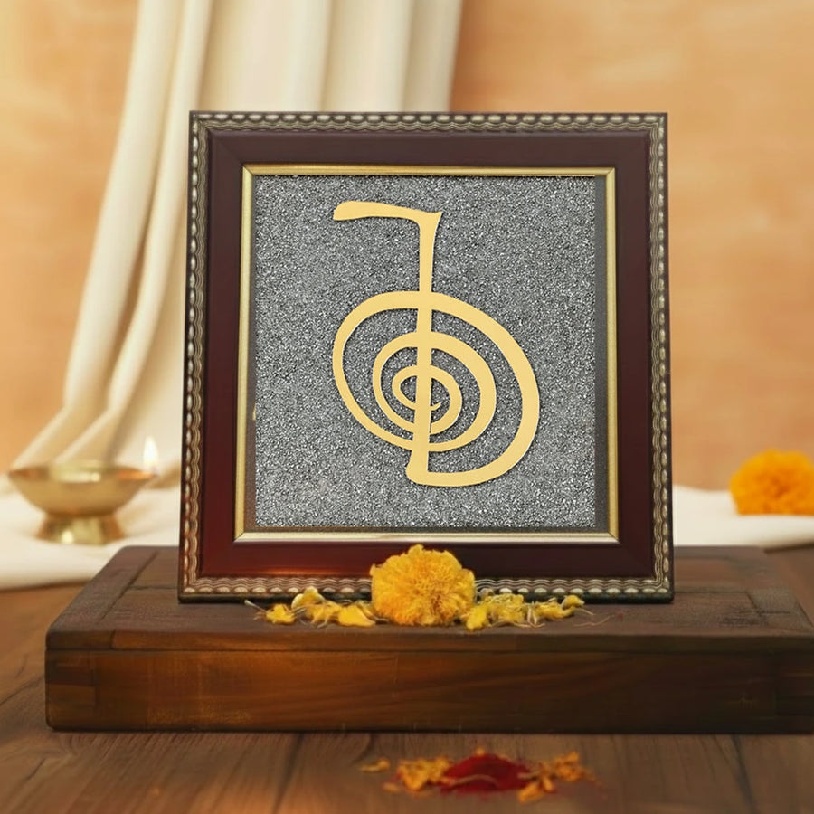 Reiki Healing Raw Pyrite Frame for Balancing Chakra