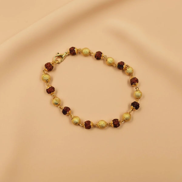 Gold Plated Rudraksha Unisex Bracelet