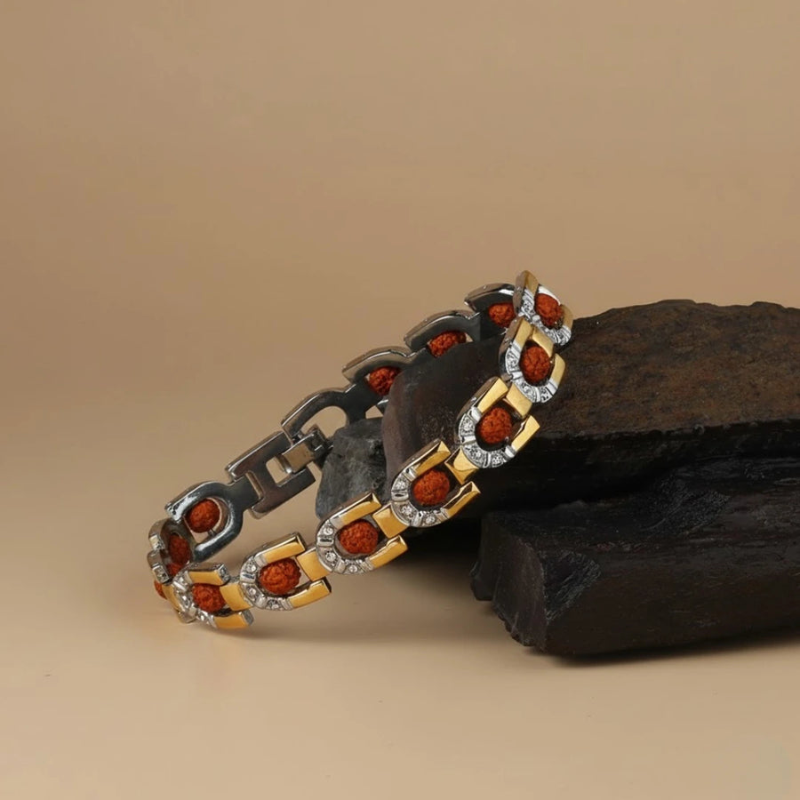Divine Dual Tone Arc Chain Rudraksha Bracelet
