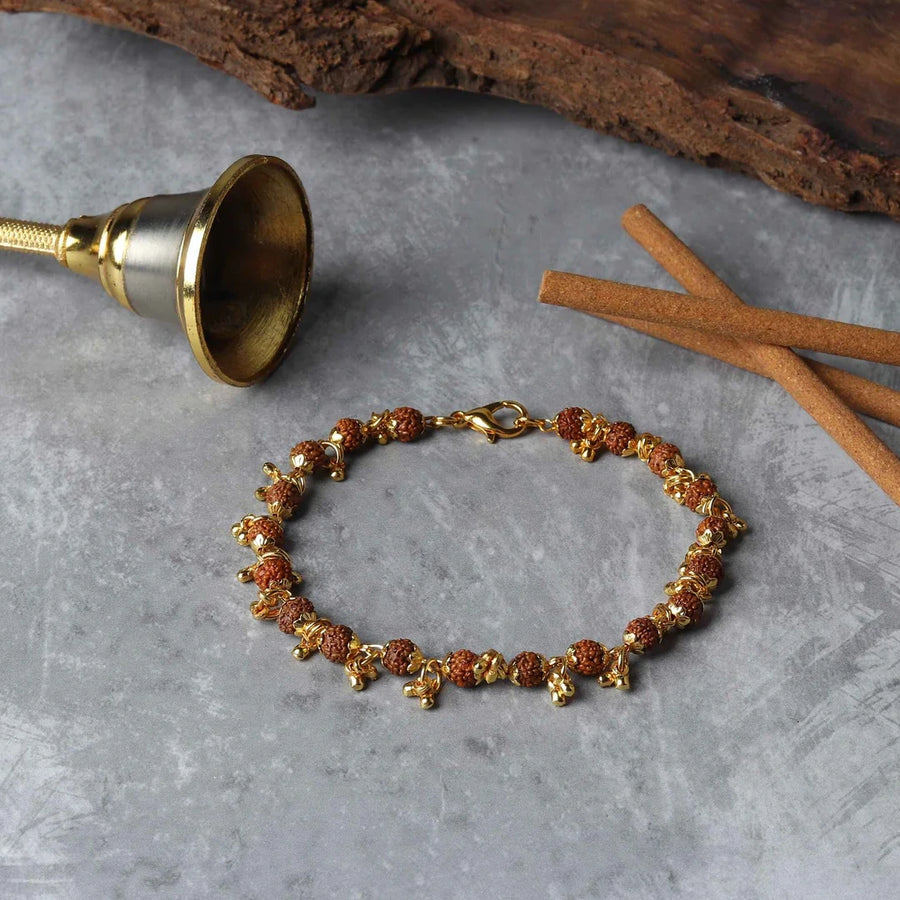Gold Plated Rudraksha Bracelet For Women