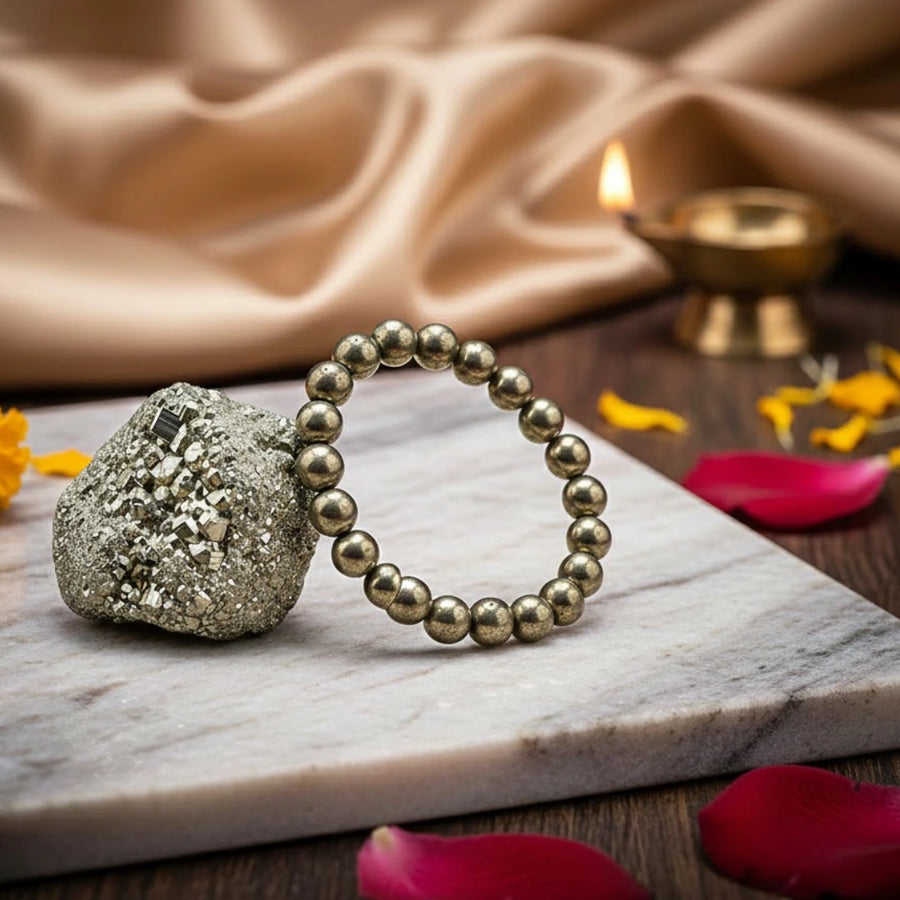 Raw Pyrite Stone & Bracelet Combo