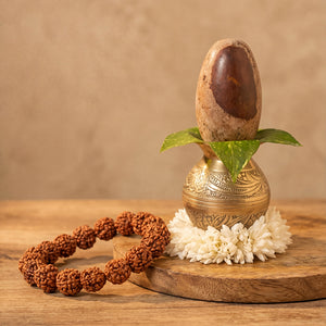 Original Narmadeshwar Shivling with 5 Mukhi Rudraksha Bracelet Combo