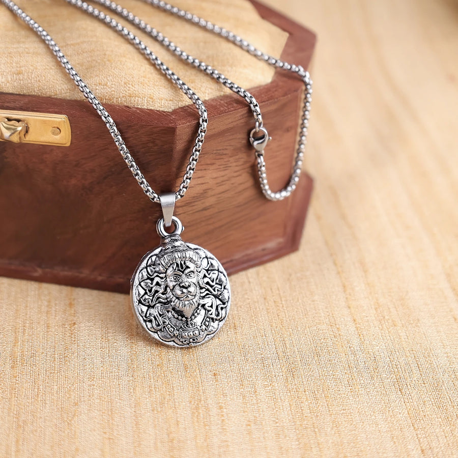 Silver Plated Bajrangbali Mukh Pendant