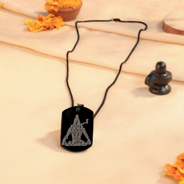 Oxidized Black Mahadev Engraved Pendant