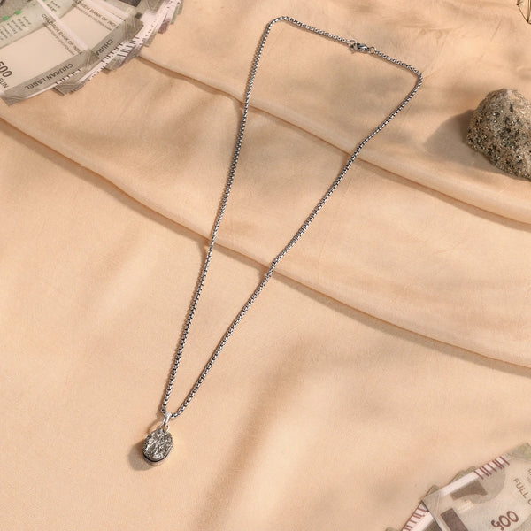 Raw Pyrite Stone Pendant on Silver Chain
