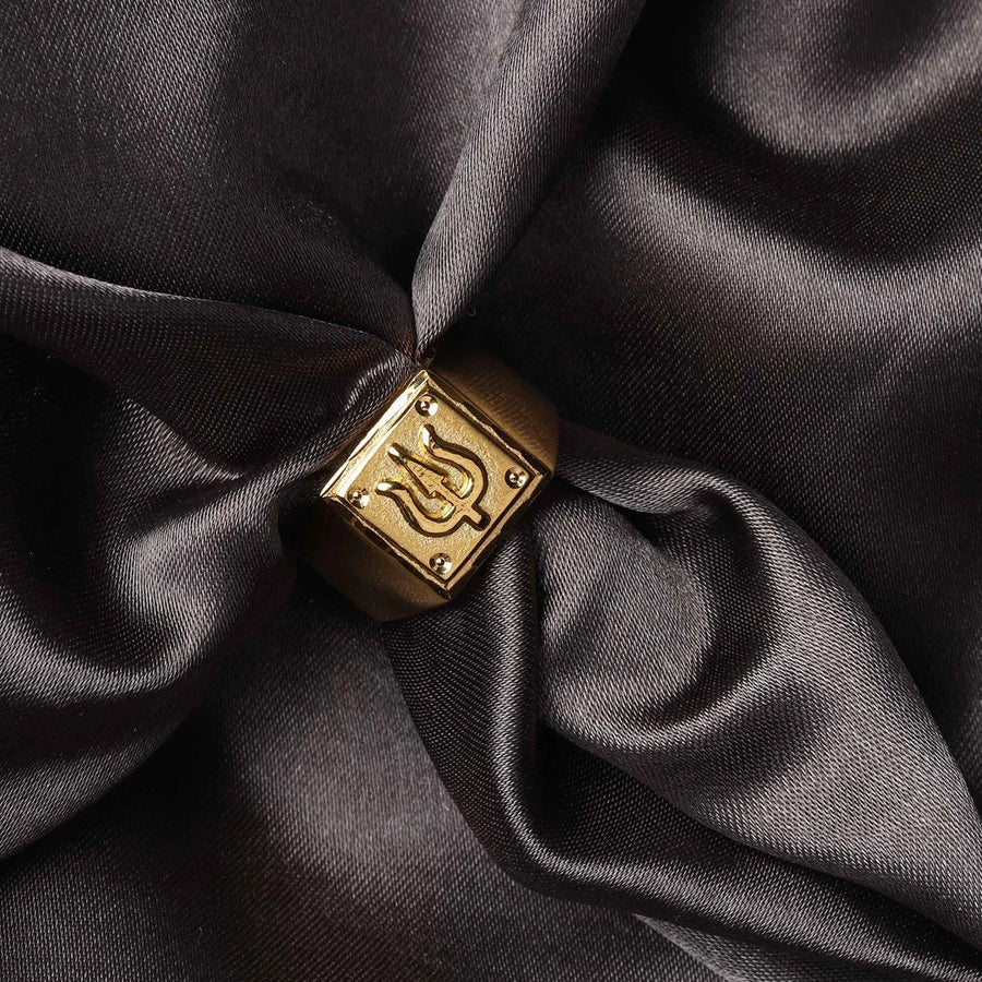 Divine Gold Plated Mahadev Trishul Ring