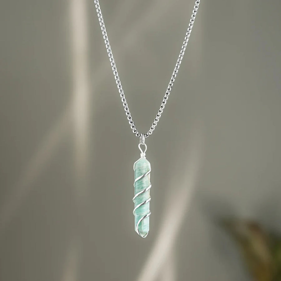 Amazonite Stone Locket with Chain
