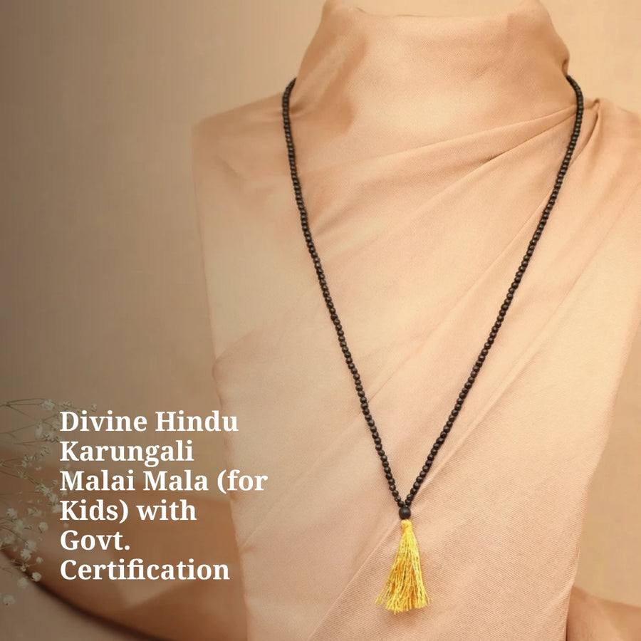Divine Hindu Karungali Malai Mala (for Kids) with Govt. Certification