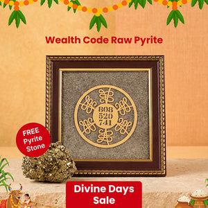 Wealth Code Raw Pyrite Frame for Power & Energy Flow with FREE Raw Pyrite Stone