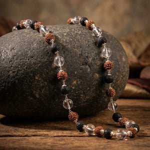 Silver Cap Rudraksha Karungali Sphatik Mala
