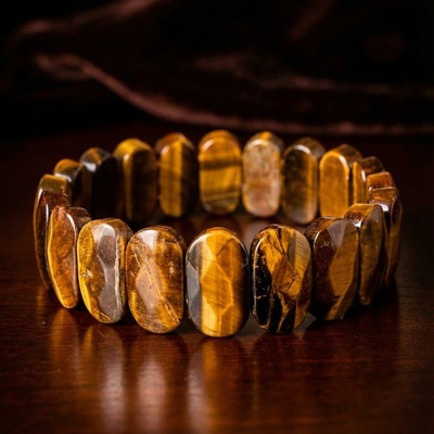 Tiger Eye Flat Beaded Bracelet