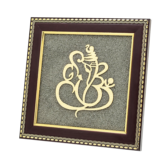 Ganesh Ji Raw Pyrite Frame for Prosperity and Good Fortune