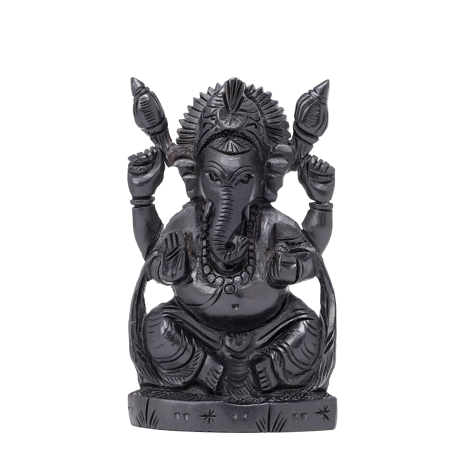 Divine Hindu Lord Ganesh Karungali Idol with Waving Stole– Ebony Wood