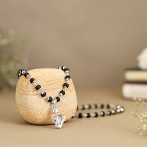 Lord Murugan Vel Pendant | Silver Cap Karungali Mala