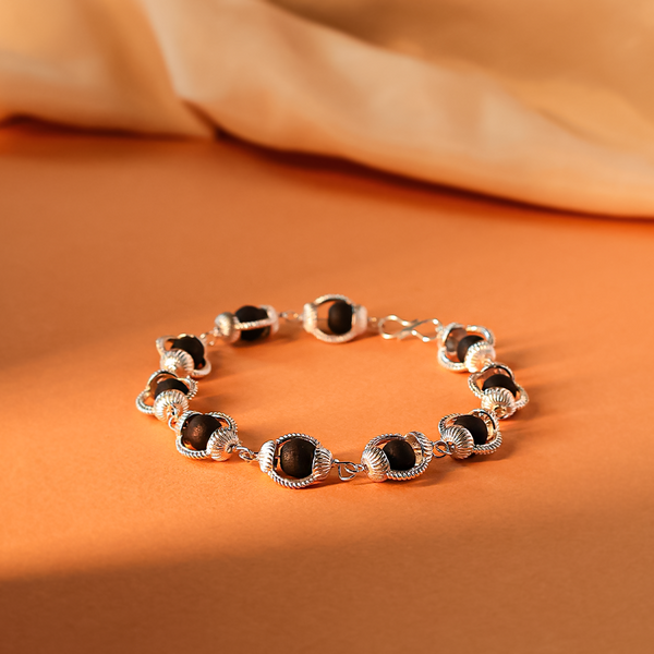 Karungali Malai Bracelet with Silver Cap with Govt. Certification
