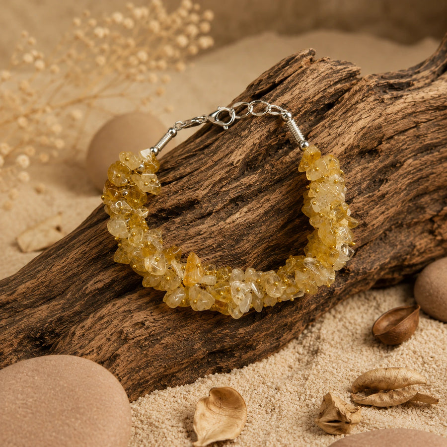 Natural Citrine Chips Bracelet | Sunela Stone Bracelet