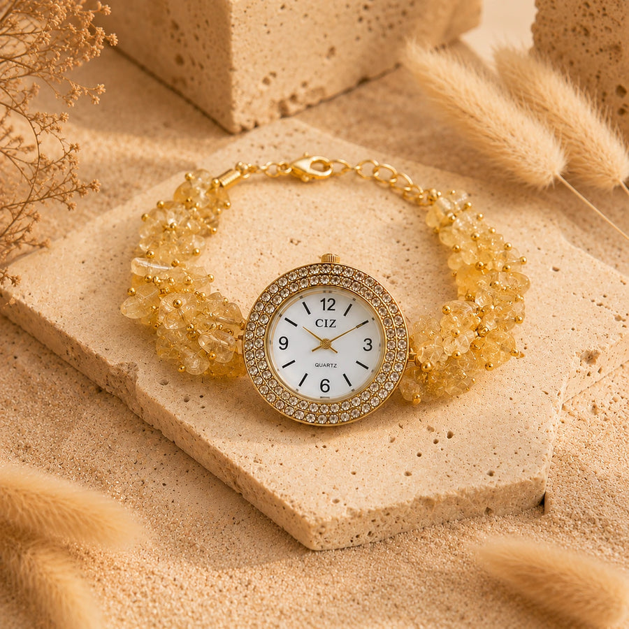 Natural Citrine Stone Chips Watch | Sunela Crystal Watch