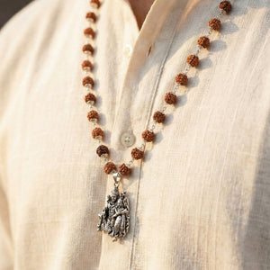 Shiv Murugan Rudraksha Pendant in Silver Finish