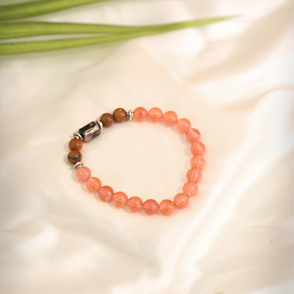 Rose Quartz Vrishchik Rashi (Scorpio Sign) Bracelet-Divine Hindu